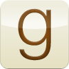 A beige square icon with a lowercase brown “g” representing Goodreads.