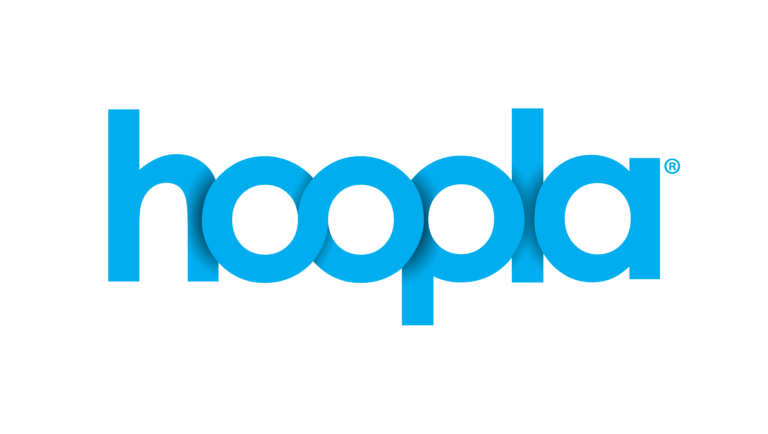 The Hoopla logo in bright blue lowercase letters.